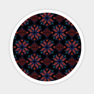 Palestinian Jordanian Embroidery Realistic Traditional Arabic Tatreez Pattern #4 blue-red Magnet